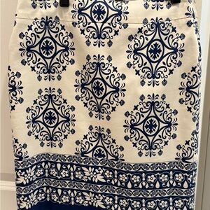 Ann Taylor Blue and White Patterned Skirt
